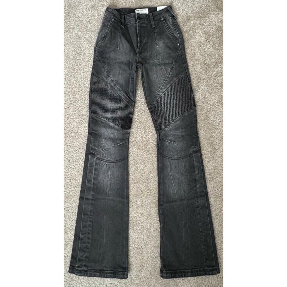 Free People We The Free Vector Moto Mid Rise Flare Jeans Women's Size 24 Nwot